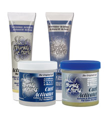 Worlds of Curls - curl activator gel product family.